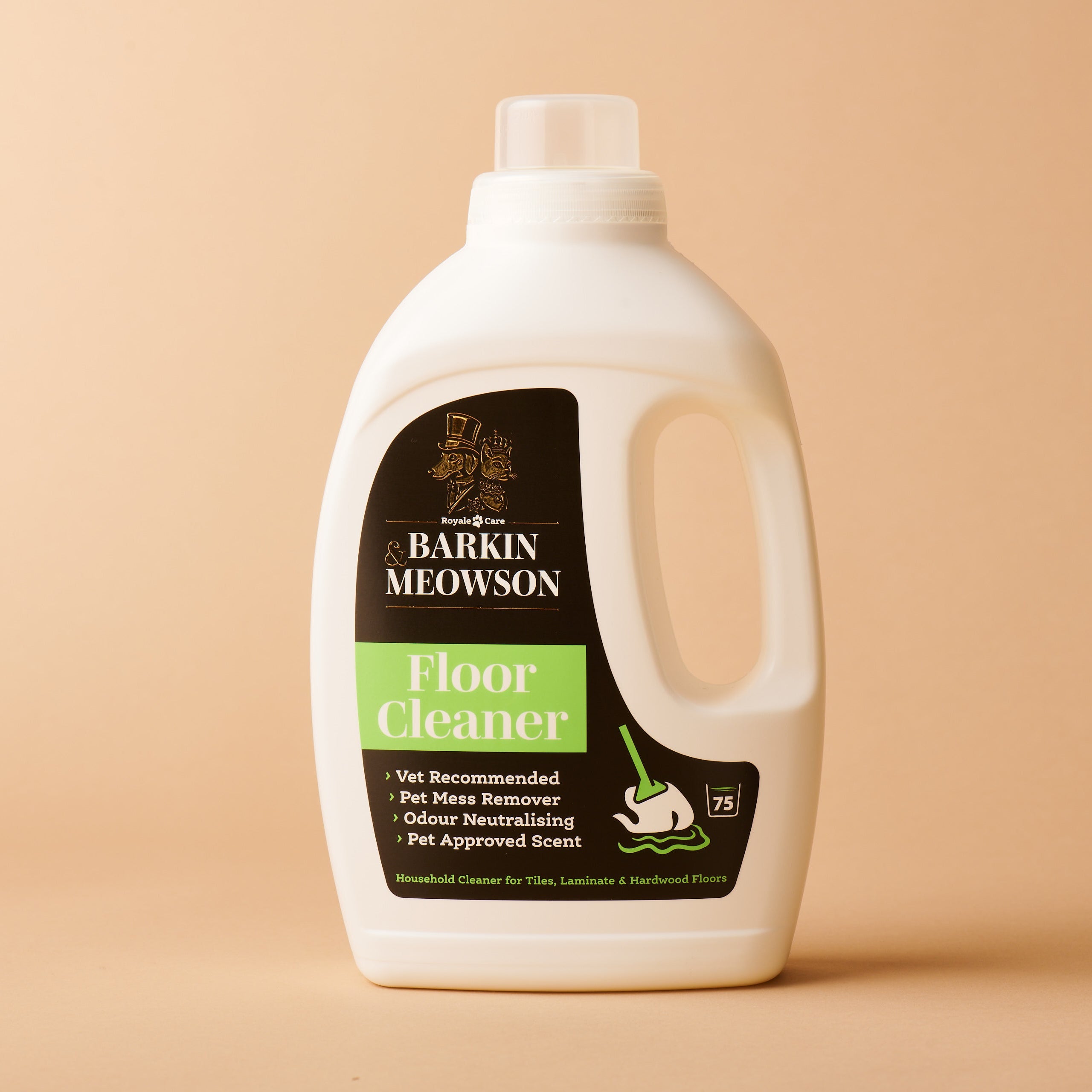 Barkin Megason floor cleaner bottle on a beige background