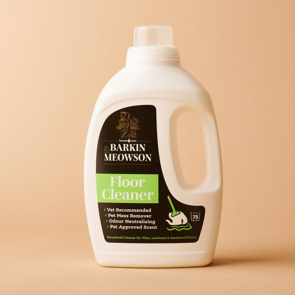 Barkin Megason floor cleaner bottle on a beige background