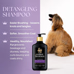 Barkin' & Mowson detangling shampoo bottle with a dog on a white background
