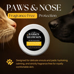 Balm for paws and nose with cat and dog faces on a brown background