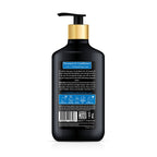 Black shampoo and conditioner bottle with pump on a white background