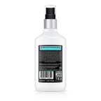 White spray bottle with black label on a white background