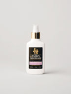 A white spray bottle of & Barkin Meowson stress relief spray with a gold collar and a black label featuring a pink 'Lavender' accent, set against a light gray background.